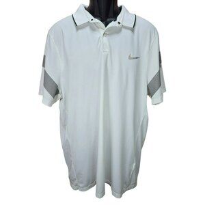 Nike Golf Modern Fit Dri-Fit White Polo Shirt XL Gray Tape Accent
